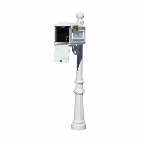 BOOK PUBLISHING CO Lewiston Equine Mailbox Post System with Locking Insert Ornate Base & Pineapple Finial - White GR3170660
